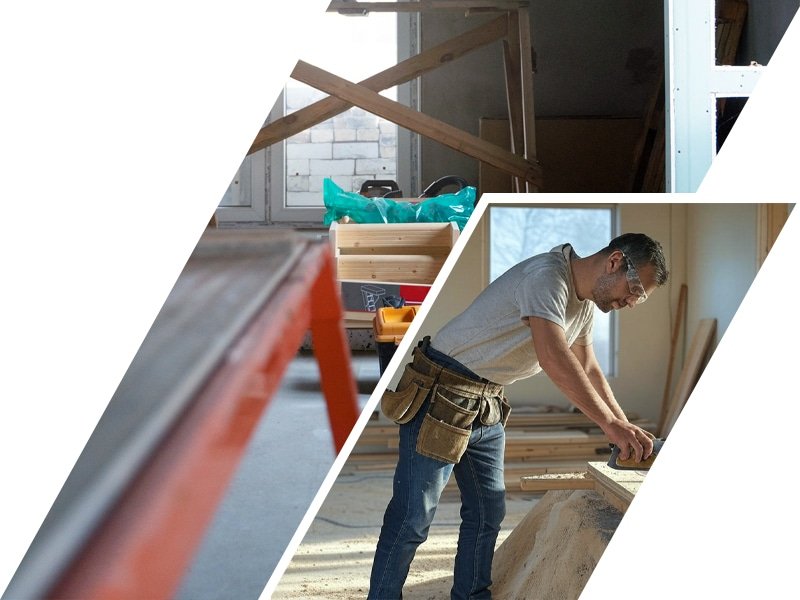 ouvrier de artibat renovant une maison avec handicape